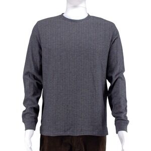 The‎ Men's Store Bloomingdale's Micro Stripe Long-Sleeve Tee Crew Neck Gray XL